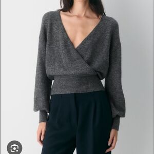 Aritzia Gray V-Neck Sweater
